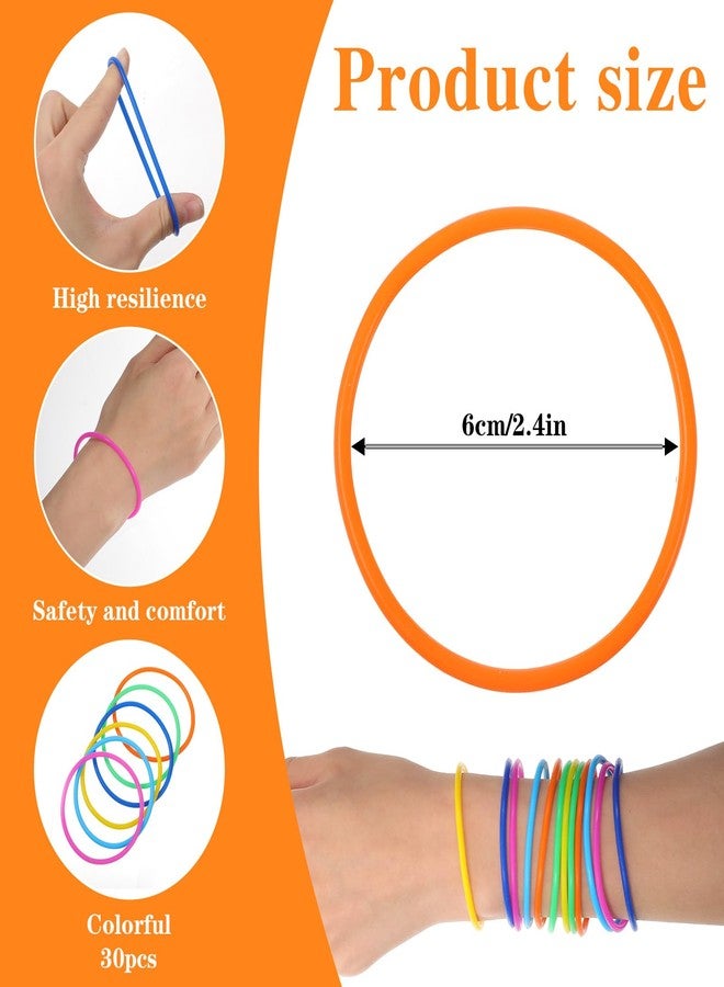 Ajcotahm 30Pcs Jelly Bracelets, 80s Retro Neon Bracelet Colorful Silicone Hair Tie Bracelet Rubber Wristbands for Adult 80s Party Favors (6 Colors) - Image 2
